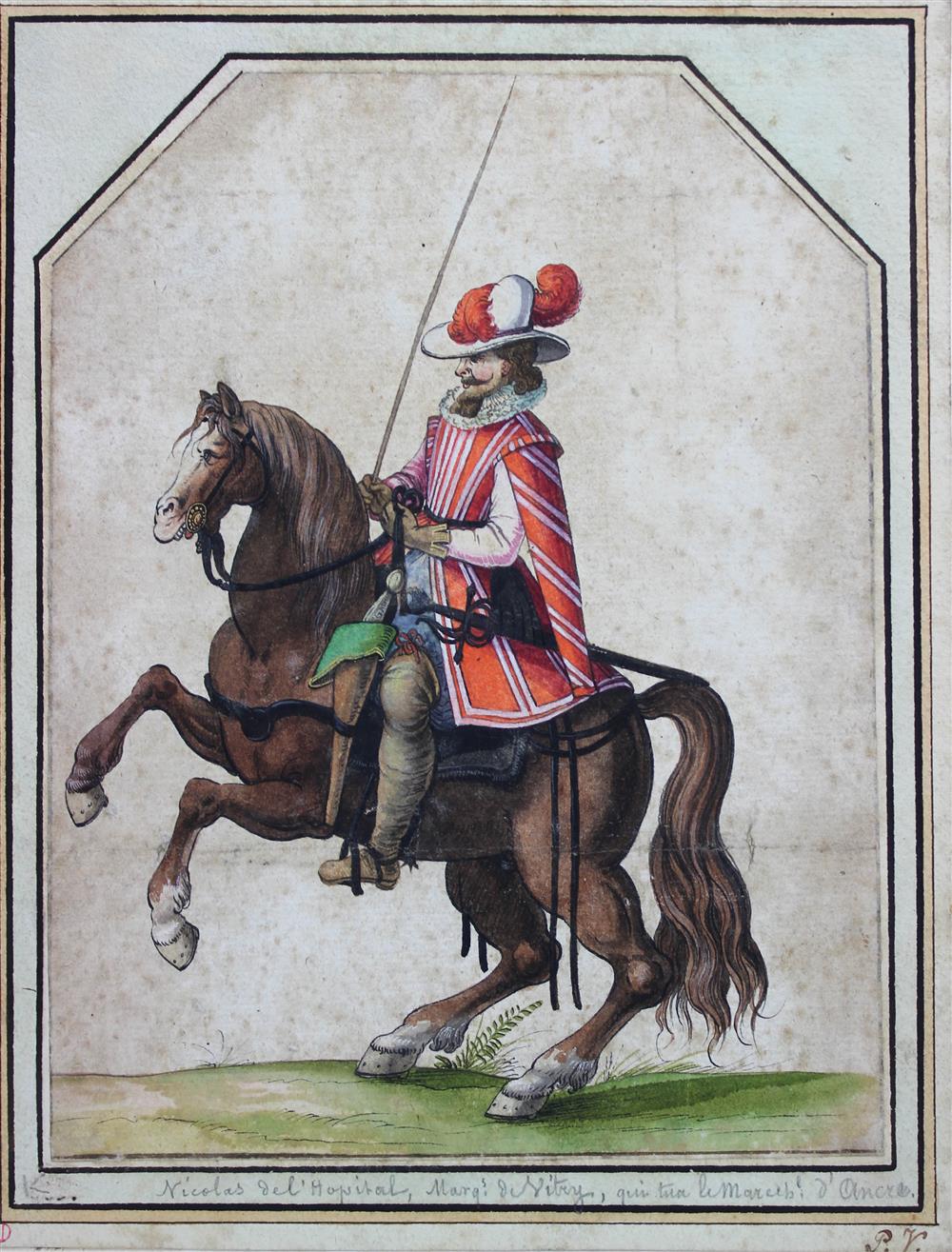 Appraisal: P V FRENCH TH CENTURY EQUESTRIAN PORTRAIT OF NICOLAS DE