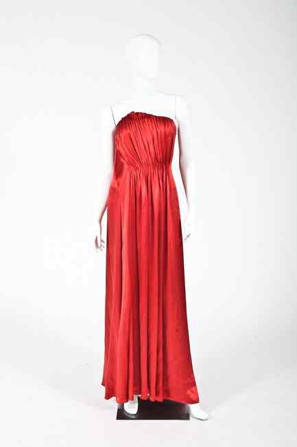 Appraisal: LANVIN ORANGE SILK GOWN Hiver Strapless columnar form