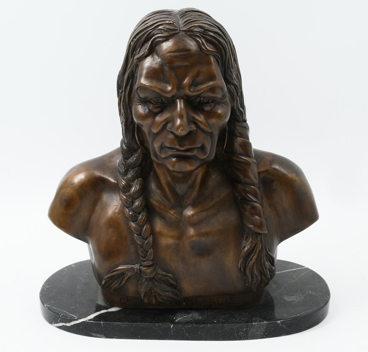 Appraisal: NATIVE AMERICAN INDIAN BRONZE BUST Charles Whitehill '' in height