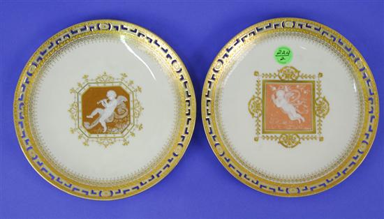 Appraisal: TWO MINTONS PATE SUR PATE CABINET PLATES late th century