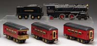 Appraisal: IVES O GAUGE LOCO W MATCHING TENDER AND THREE PASSENGER