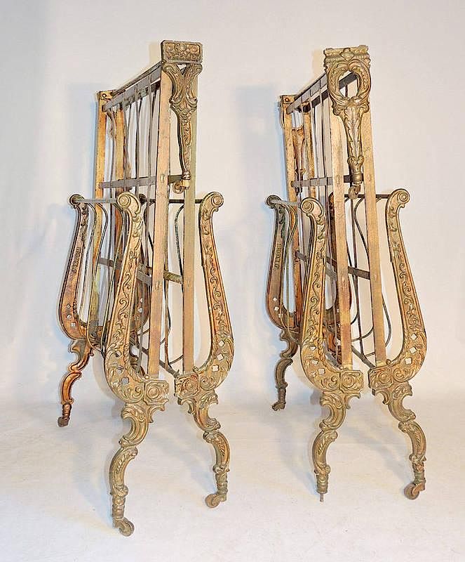 Appraisal: Pair of French Iron Daybeds Pair of antique French gilded-iron