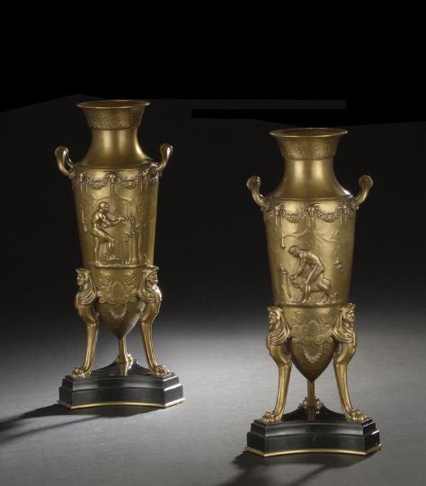 Appraisal: Fine Pair of F Barbedienne Paris Garniture Vases fourth quarter