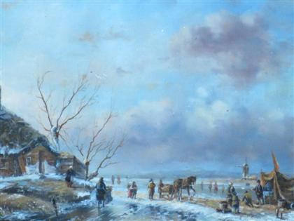 Appraisal: EUROPEAN SCHOOL th century DUTCH WINTER LANDSCAPE Bears signature bottom