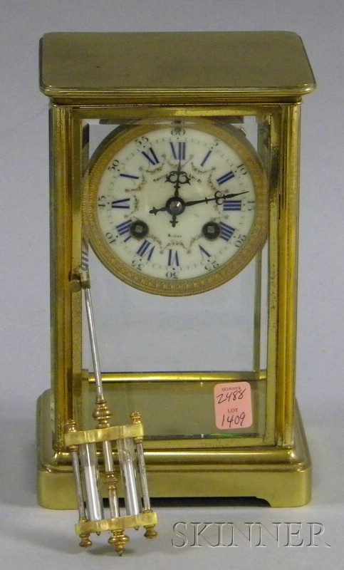 Appraisal: French Crystal Regulator with brass and beveled glass case enameled