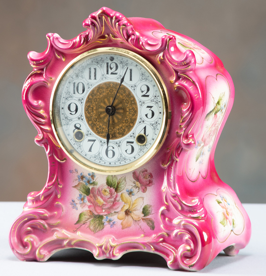 Appraisal: Antique Ansonia China Clock rose circa -day time and strike