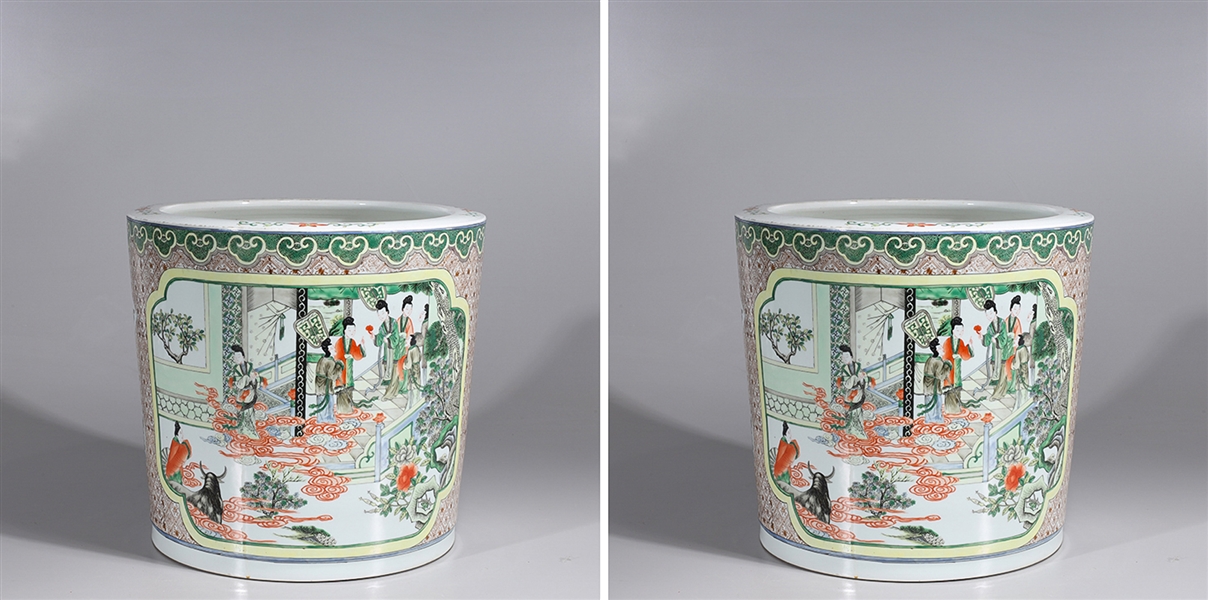 Appraisal: Pair of famille verte enameled porcelain vases with six-character Kangxi