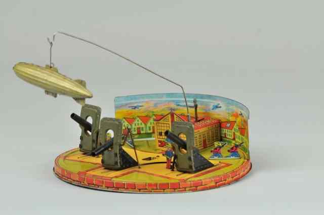 Appraisal: COAST DEFENSE TOY Louis Marx lithographed tin elaborate toy contains