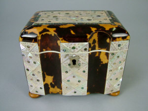 Appraisal: A Regency tortoiseshell and mother of pearl inlaid twin division