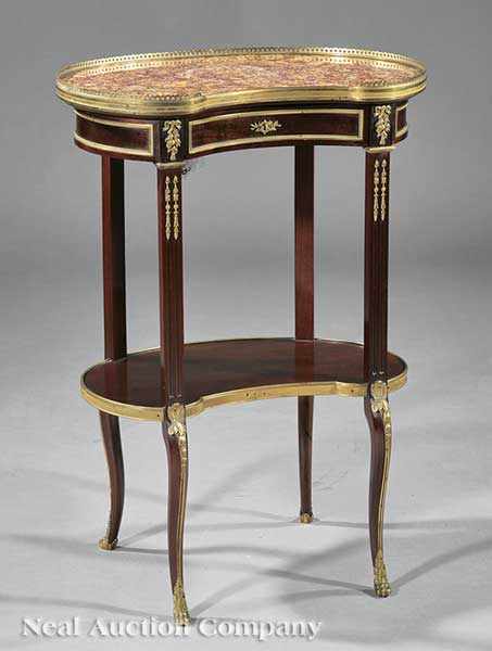 Appraisal: An Antique Louis XVI-Style Bronze-Mounted Mahogany Table Rognon late th