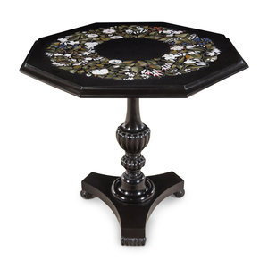 Appraisal: An Italian Pietra Dura Inlaid Slate Octagonal Top Side Table