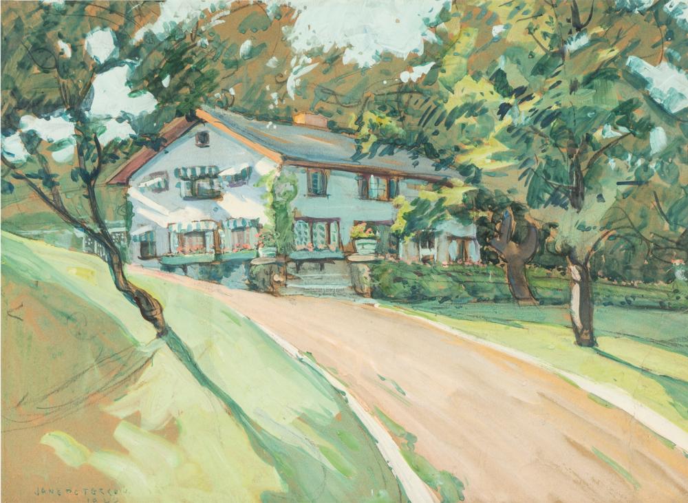 Appraisal: JANE PETERSON - APPROACH TO A COTTAGE gouache on paper