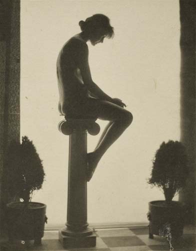 Appraisal: STRUSS KARL - Female nude on a pedestal Silver print