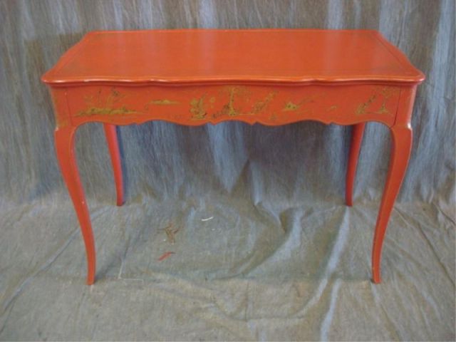 Appraisal: Louis XV style red chinoiserie decorated desk From Riverdale NY