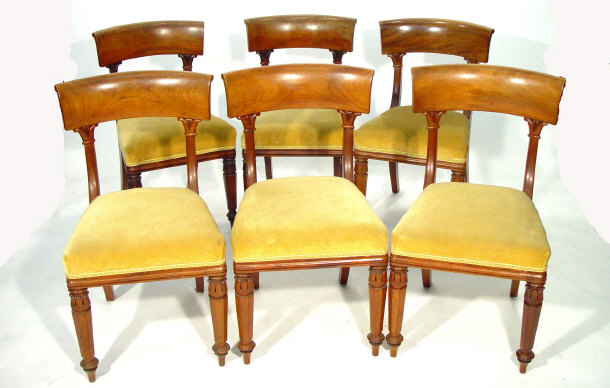 Appraisal: Set of six Victorian walnut dining chairs with carved supports