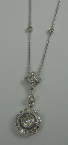 Appraisal: DIAMOND AND K WHITE GOLD PENDANT NECKLACE The pendant is