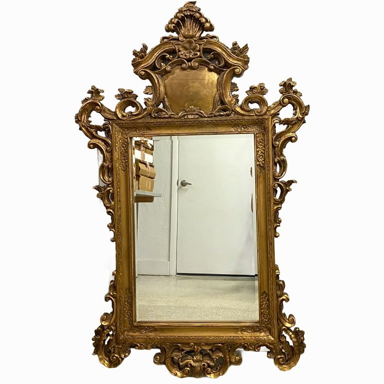 Appraisal: French Gilt Painted Mirror French Gilt Painted Mirror Good condition