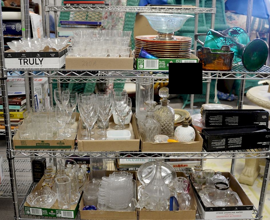 Appraisal: Ten tray lots of glass and crystal to include a