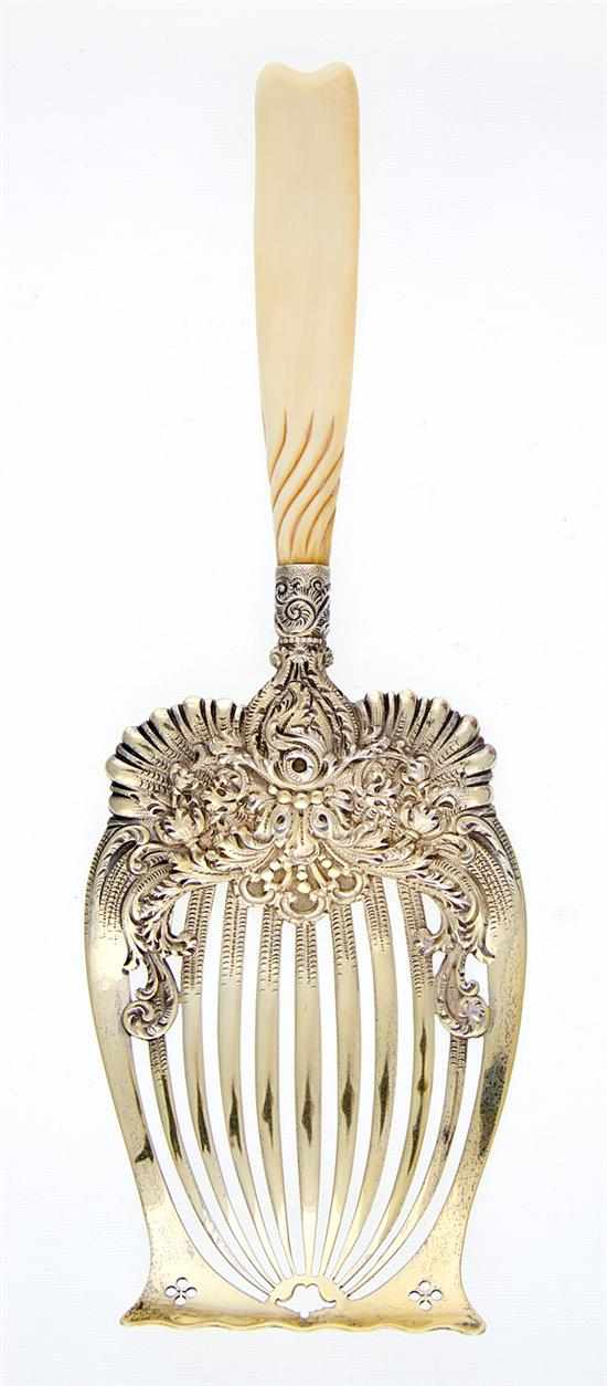 Appraisal: Whiting Ivory pattern vermeil sterling asparagus server New York circa