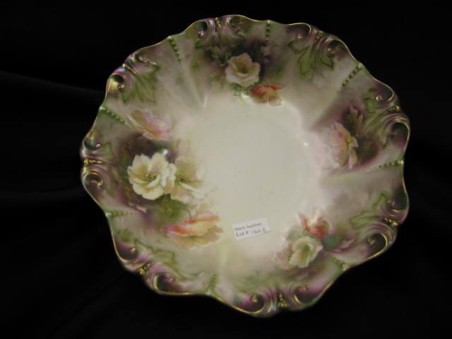 Appraisal: R S Prussia Porcelain Tiffany Finish Bowl fine floral strong