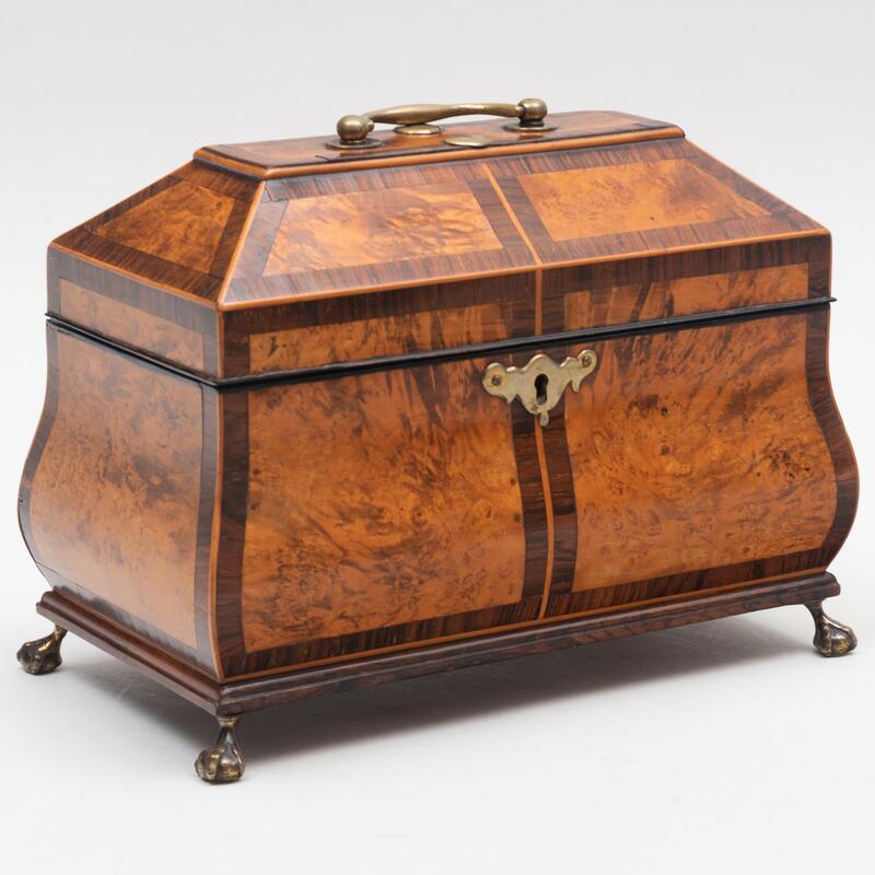 Appraisal: English or Dutch Inlaid Burlwood Tea Chest x x in