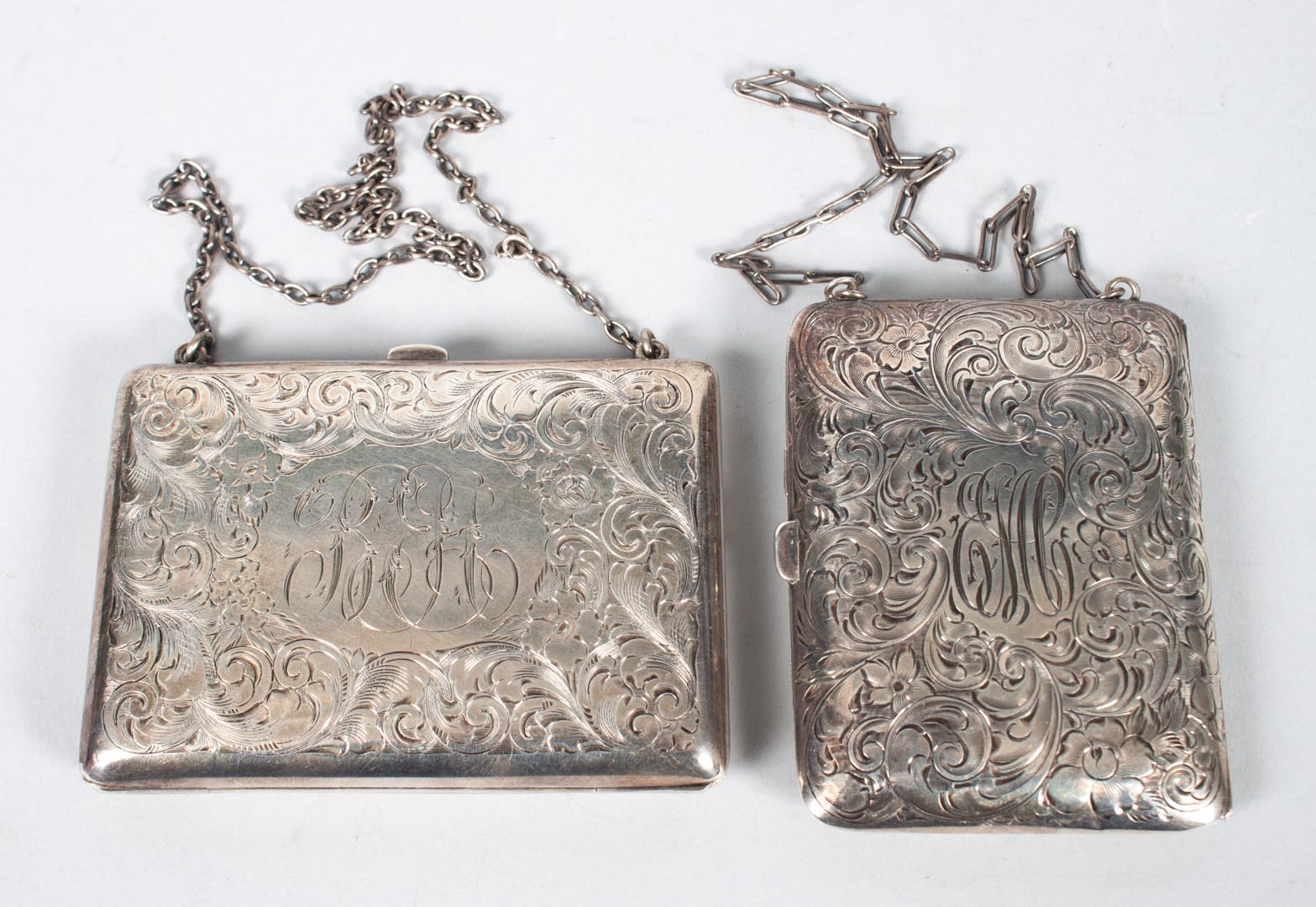 Appraisal: Two American sterling silver business change cases Watrous engraved sterling