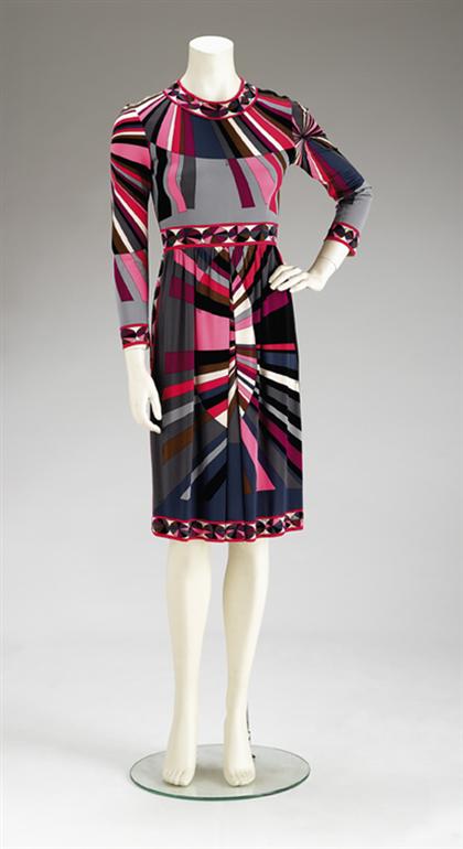 Appraisal: Emilio Pucci silk jersey dress s Abstract geometric print in