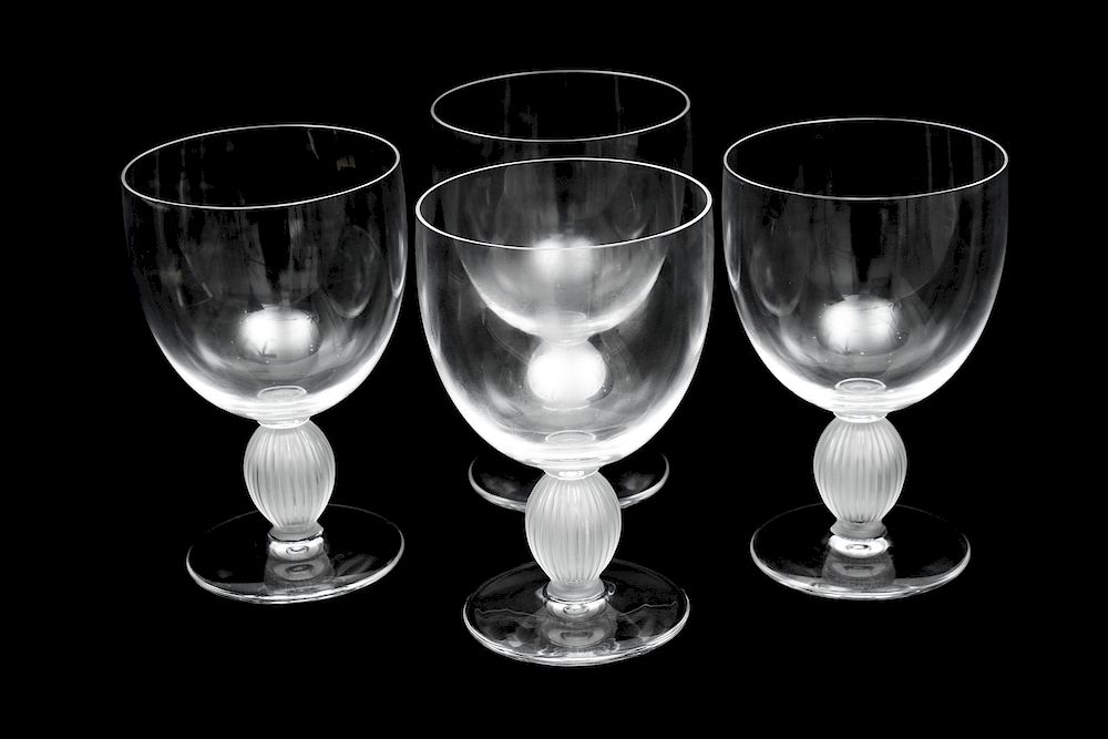 Appraisal: A Group of Lalique Molded and Frosted Glass Part Stemware