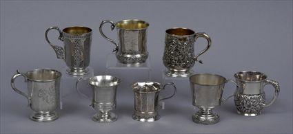 Appraisal: SEVEN AMERICAN SILVER FOOTED MUGS AND ONE OTHER MUG Four