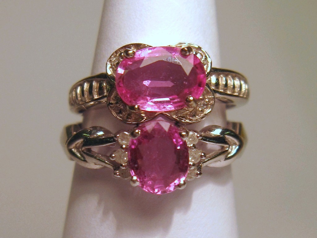 Appraisal: Two ct white gold dress ring one with pink topaz