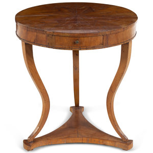 Appraisal: A Biedermeier Star-Inlaid Fruitwood Side Table th Century Height x