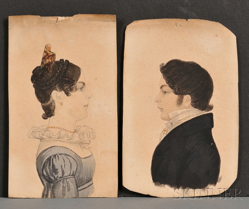 Appraisal: Pair of Portrait Miniatures of Orlando Marshall and His Wife