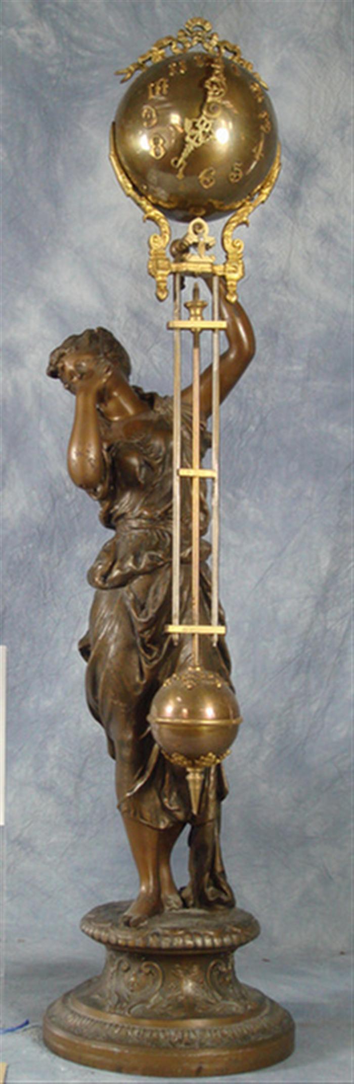 Appraisal: Ansonia Juno swinger figural clock running tall Estimate -