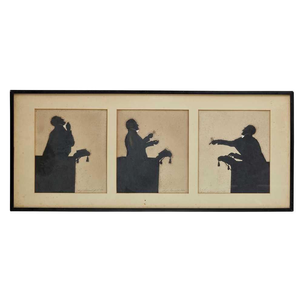 Appraisal: AUGUSTE EDOUART - THREE SILHOUETTES OF A MINISTER DELIVERING A