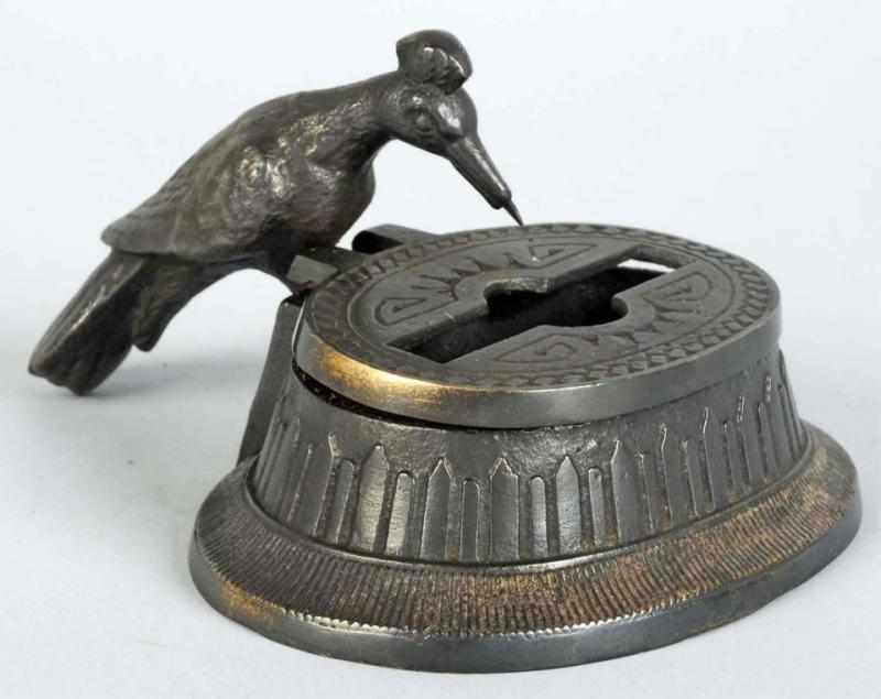 Appraisal: Bronze Mechanical Bird Match Dispenser Working Condition Excellent Size L