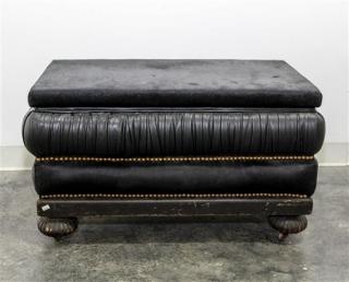 Appraisal: An English Mahogany Ottoman Width inches An English Mahogany Ottoman