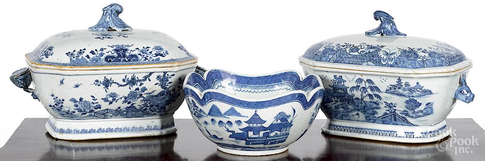 Appraisal: Two Chinese export tureens and a bowl Two Chinese export