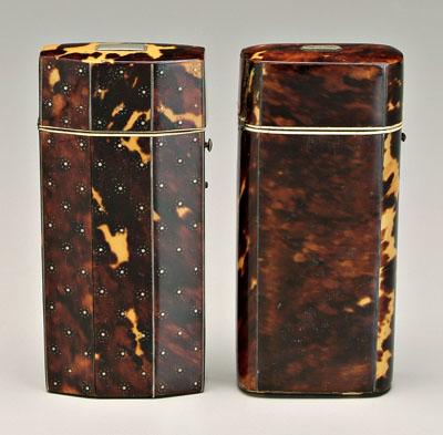 Appraisal: Two tortoise etui cases one of rounded rectangular section in