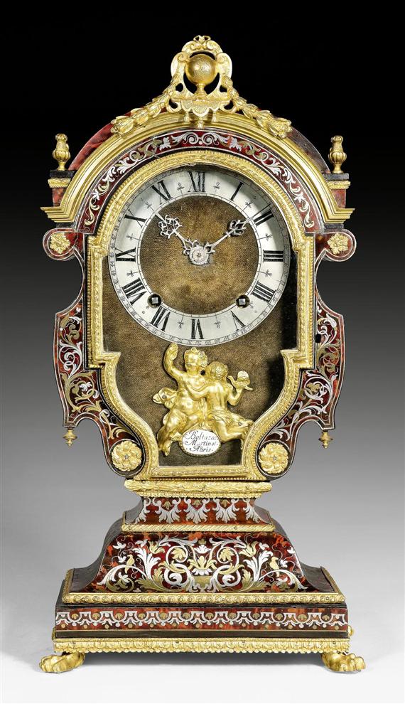 Appraisal: MANTEL CLOCK WITH BOULLE MARQUETRY known as a tete de