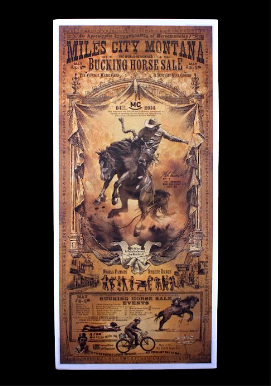 Appraisal: Miles City Montana Bucking Horse Sale Poster This is an