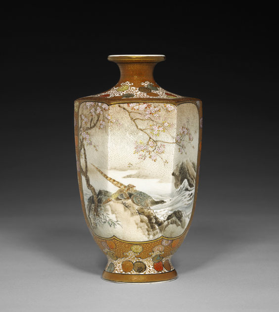 Appraisal: FINE HEXAGONAL SATSUMA VASE Fine Japanese Satsuma vase of hexagonal