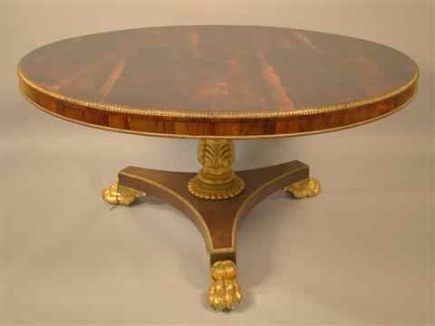 Appraisal: REGENCY STYLE BRAZILIAN ROSEWOOD PARCEL GILT TILT TOP CENTER TABLE