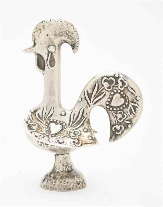 Appraisal: A South American Silver Rooster depicted in standing form having