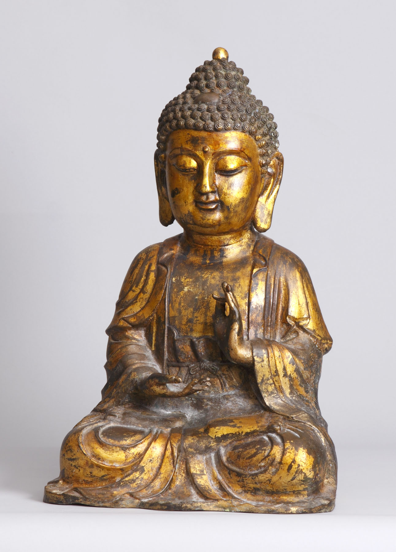 Appraisal: Chinese Gilt Bronze Buddha In the Vitarka mudr position Ht