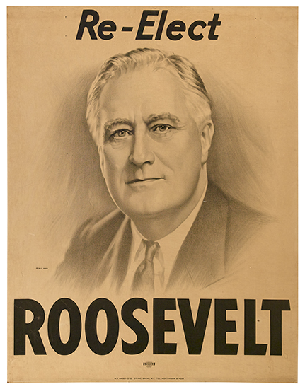 Appraisal: PRESIDENTS-- CAMPAIGN Re-Elect Roosevelt Lithograph on canvas mounted on board