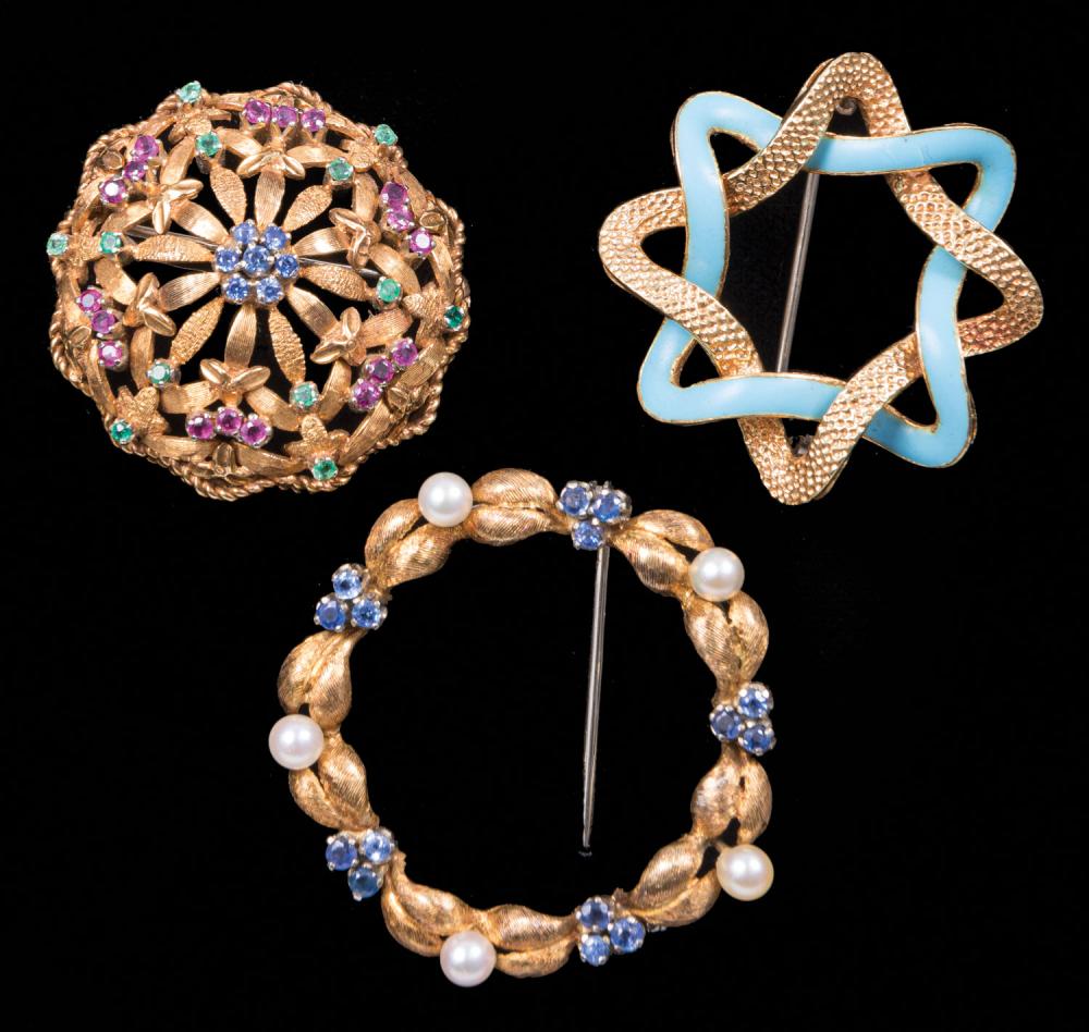 Appraisal: Retro kt Rose Gold Openwork Dome Brooch set with small