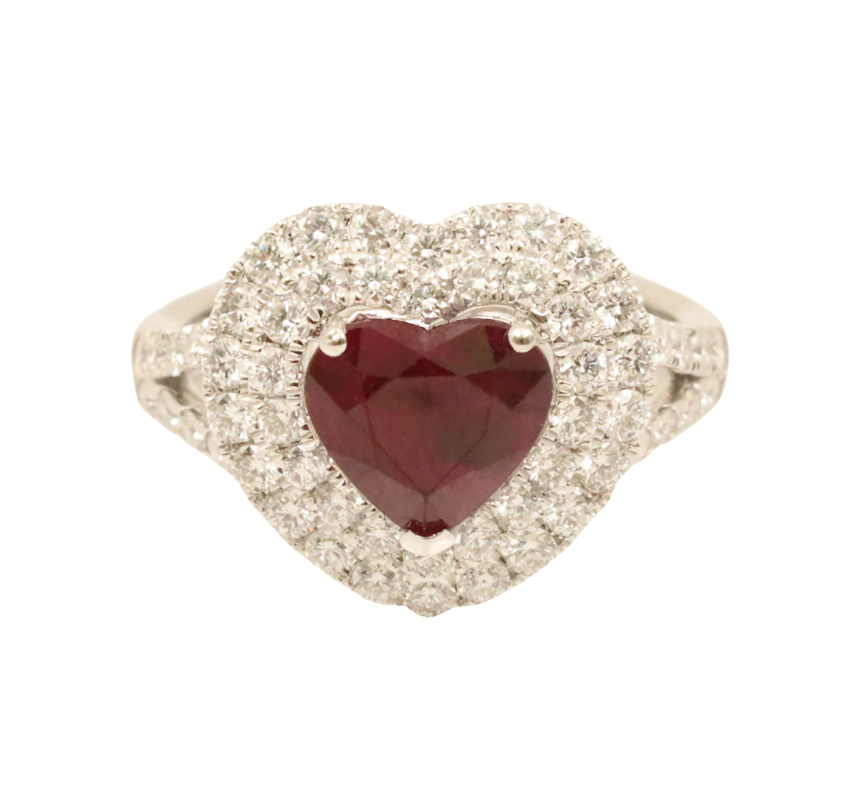 Appraisal: Platinum ruby and diamond ring having GIA certified heart shaped