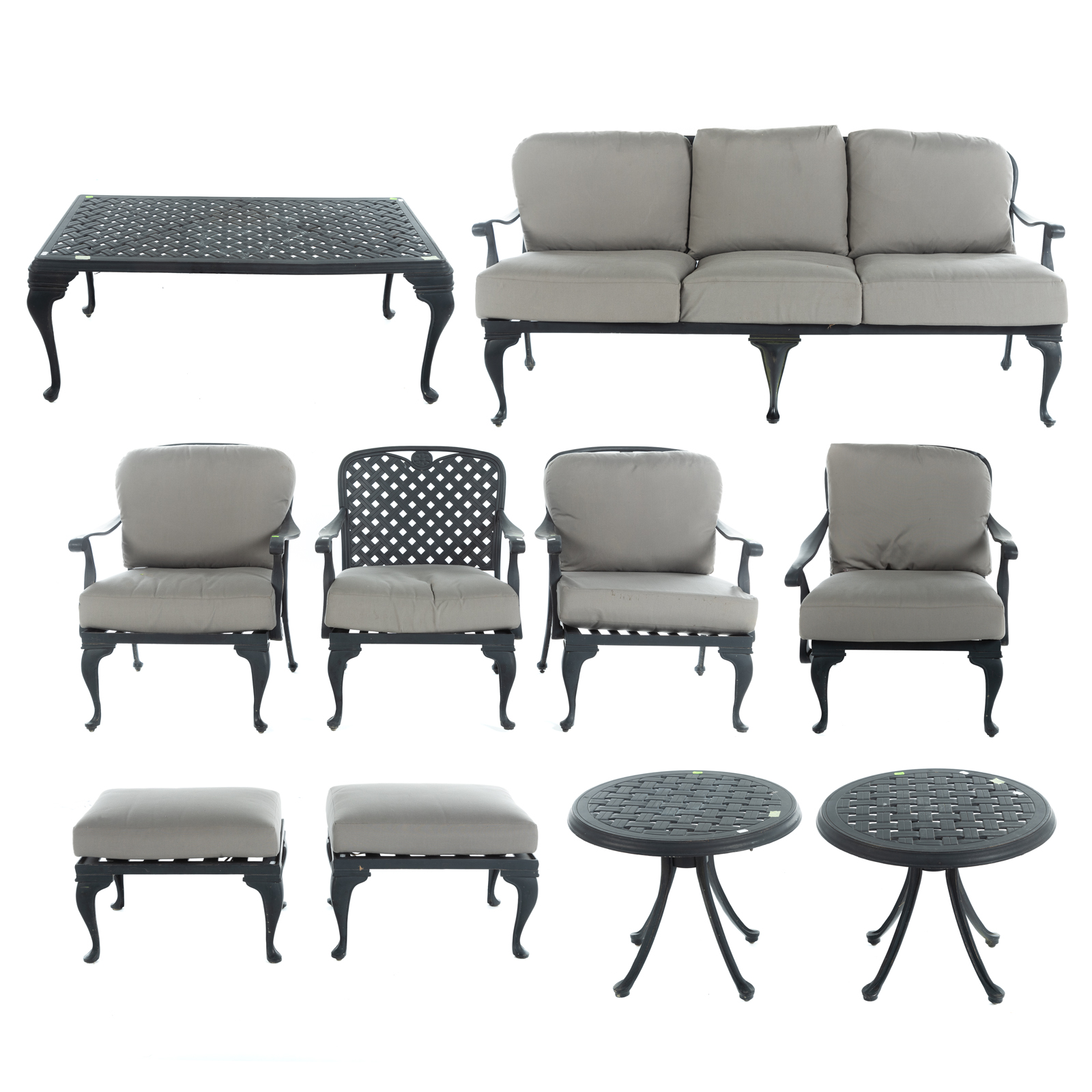 Appraisal: PIECES OF SUNBRELLA PATIO FURNITURE st century set includes three-cushion