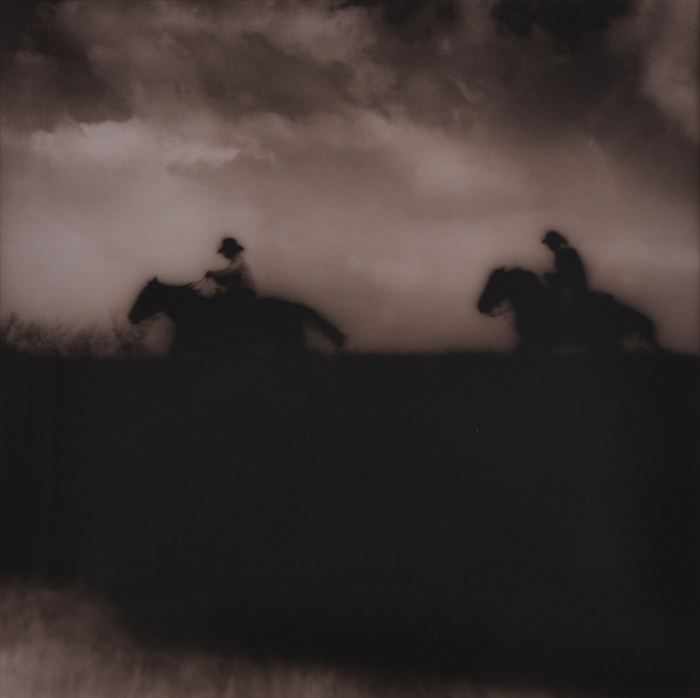 Appraisal: JACK SPENCER b RIDERS ACROSS THE LEVEE Toned gelatin silver