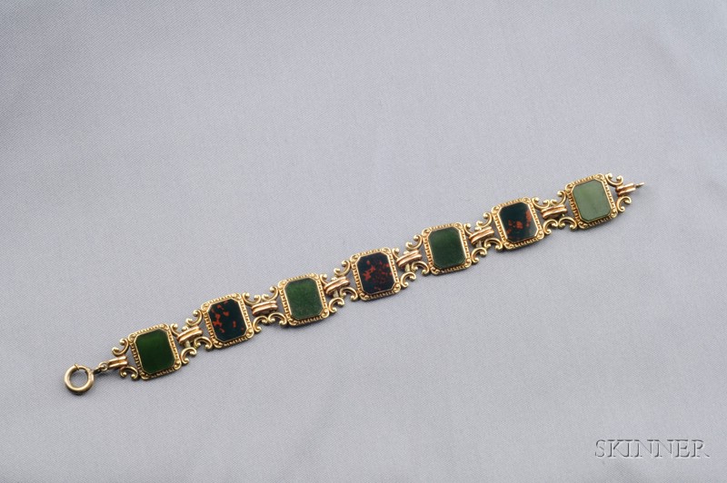 Appraisal: kt Bicolor Gold and Bloodstone Bracelet Bippart Griscom Osborn c